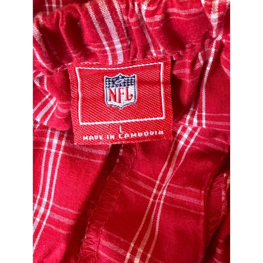 NFL Plaid Pajama‎ Pants Men's Large Red White Sleep Lounge Bottoms
